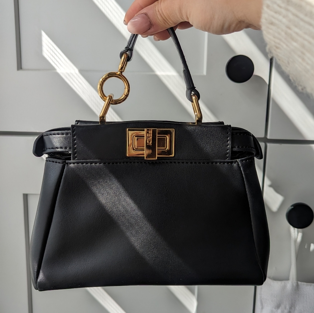 Fendi Peekaboo Micro Mini in Black and Gold